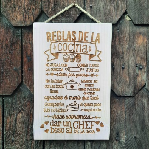 Letrero &quot;Reglas de la cocina&quot;